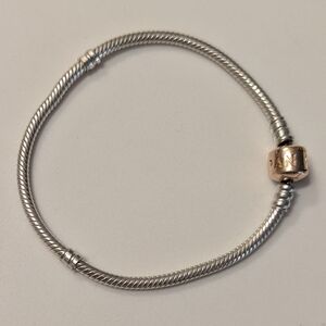Like New Genuine Pandora Bracelet - Silver chain w/ gold clasp